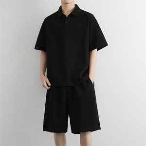直播两件套 男夏季潮流休闲运动翻领Polo＋五分短裤图片