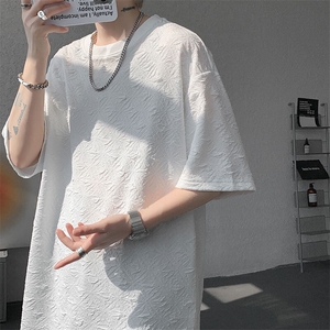 T10123-特批30 控68 小众提花肌理感高质量大码男百搭圆领短袖T恤图片