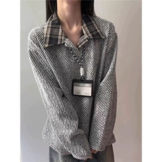现货美式宽松雪尼尔长袖V领撞色长袖打底衫W3266/特P32，男装T恤，星座205-3