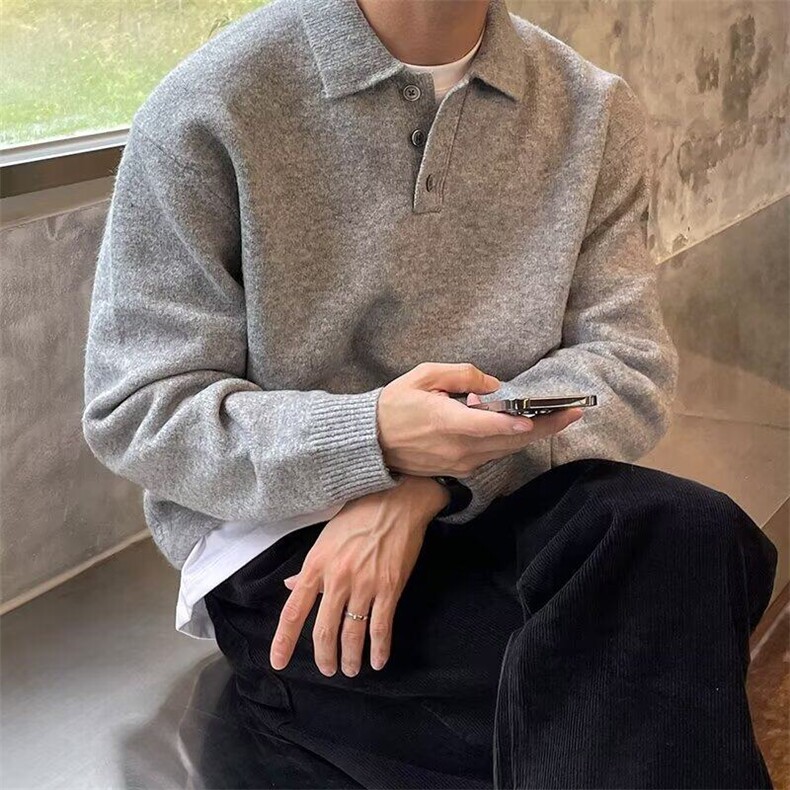 polo领毛衣男秋冬季韩版潮流休闲长袖翻领针织衫宽松上衣M7089,男装针织衫/毛衣,星座1116A（原606A-3）