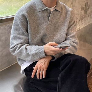 polo领毛衣男秋冬季韩版潮流休闲长袖翻领针织衫宽松上衣 M7089图片