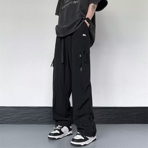 美式高街黑色工装裤子男直筒宽松休闲阔腿长裤 MK2558-P38图片
