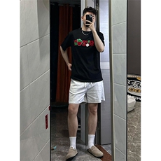 网图有货夏季美式高街草莓刺绣情侣短袖纯棉宽松t恤男女A463-P38，男装T恤，星座1505
