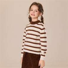 时尚百搭通勤儿童男女同款7针彩条圆领羊绒衫，童装儿童羊绒衫，跳跳羊儿童羊绒衫