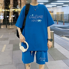 ！2023夏季新款男士华夫格短袖T恤套装潮流一套HTZ02P50，男装T恤，电商B220