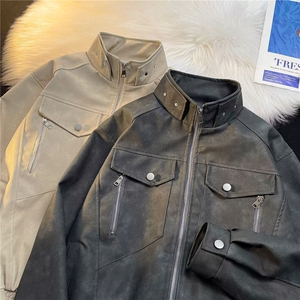 美式短款外套男春季潮牌高级感痞帅工装夹克棒球服W6455-P99图片