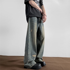xz905-2-Z031##P65-（控98）美式破洞怀旧水洗牛仔裤，男装牛仔裤，星座905-2