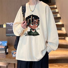 直播品质秋冬重磅潮牌嘻哈美式印花纯棉长袖T恤打底衫CT386特P28，男装T恤，电商A486
