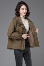 时尚女装派克服水洗棉加绒加厚休闲外套，女装派克服，曼沙奕珂