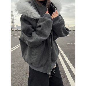 1506-1/M3671/P86大毛领派克棉服男女冬季保暖连帽棉衣情侣潮牌图片