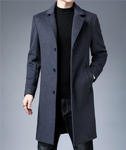 新款秋冬羊毛西服中长款羊绒外套爸爸装男士风衣MYMN8806-P190图片