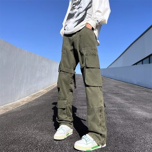日系潮潮流宽松型时尚潮牌ins休闲裤青春流行春秋男长裤慵懒图片