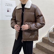 羊羔毛领pu皮棉服男款冬季潮牌加厚重型防寒服轻熟风棉衣外套MA21，男装棉衣，星座1116A-2（原606A-1）