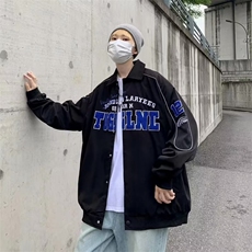 春秋季新款字母刺绣飞行员夹克男ins潮牌高街宽松外套W6987-P58，男装夹克，星座512-2