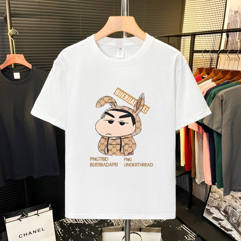 春季新款美式卡通印花短袖T恤男女宽松百搭上衣潮牌设计感半袖图片