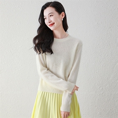 100%纯山羊绒秋冬新款拉毛羊绒衫气质圆领羊绒毛衣，女装羊绒衫，阿舍尔精品