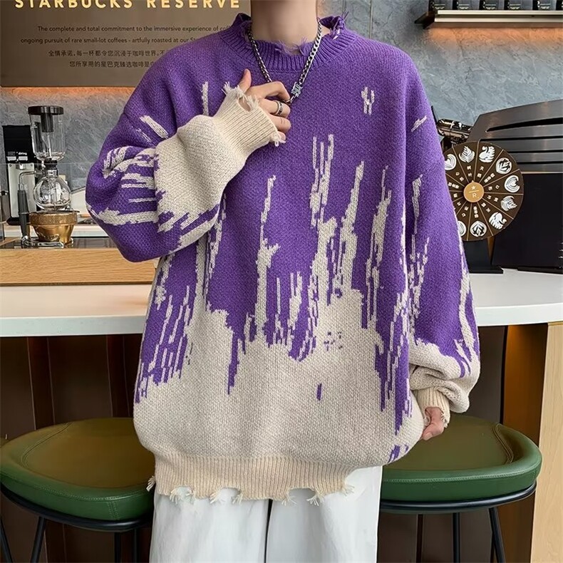 美式圆领毛衣男慵懒风休闲针织衫X7133P42,男装针织衫/毛衣,星座1116-2