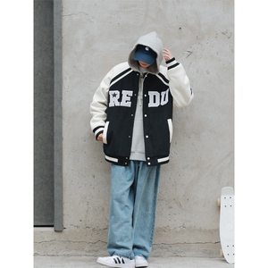 冬款港风加棉加厚刺绣棉衣外套毛巾绣棒球服男士8133-P120控价158图片