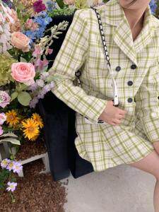 格子套装，女装职业装，HE