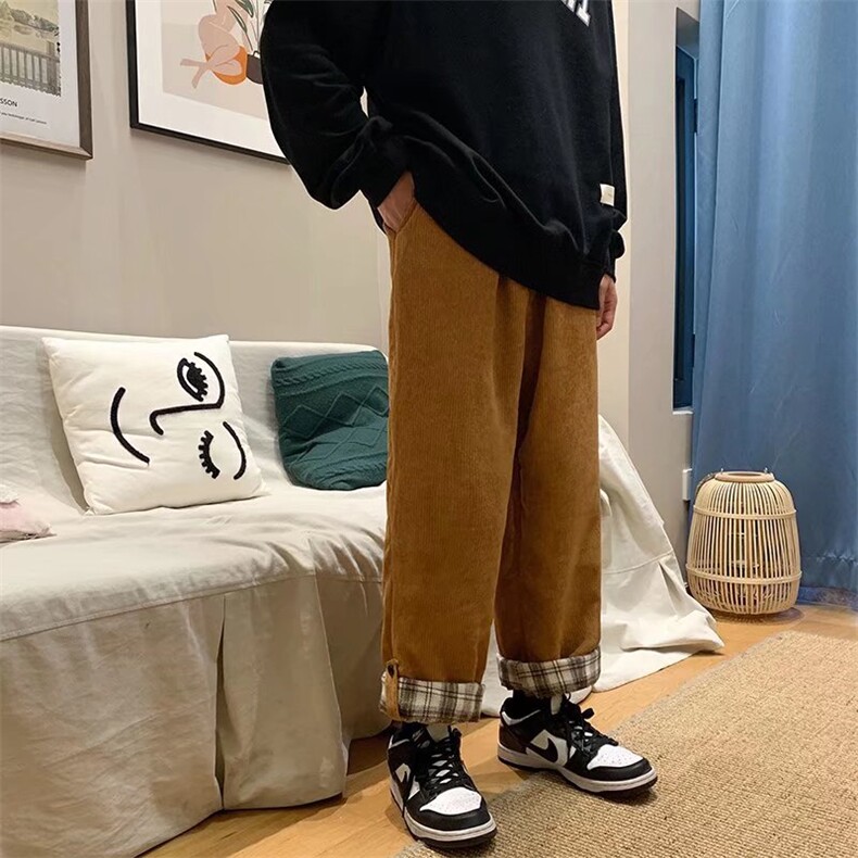 灯芯绒裤子男港风ins潮牌痞帅百搭A887P33加绒43图片