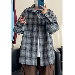2025 春季新款 女模内景大码格子长袖衬衫M-5X HC25015-P35图片