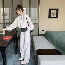 半拉链短款连帽卫衣配高腰束脚裤套装女2025春季新款高级感两件套，女装套装/套裙，2C305