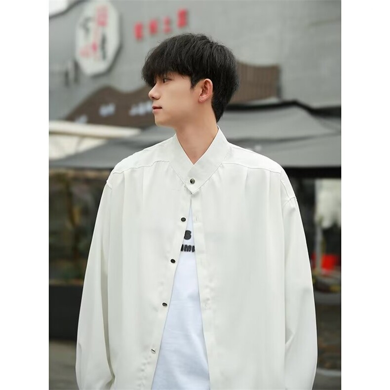 W256-P52 春款复古衬衫小清新干净简约春秋新款长袖衬衣外套图片