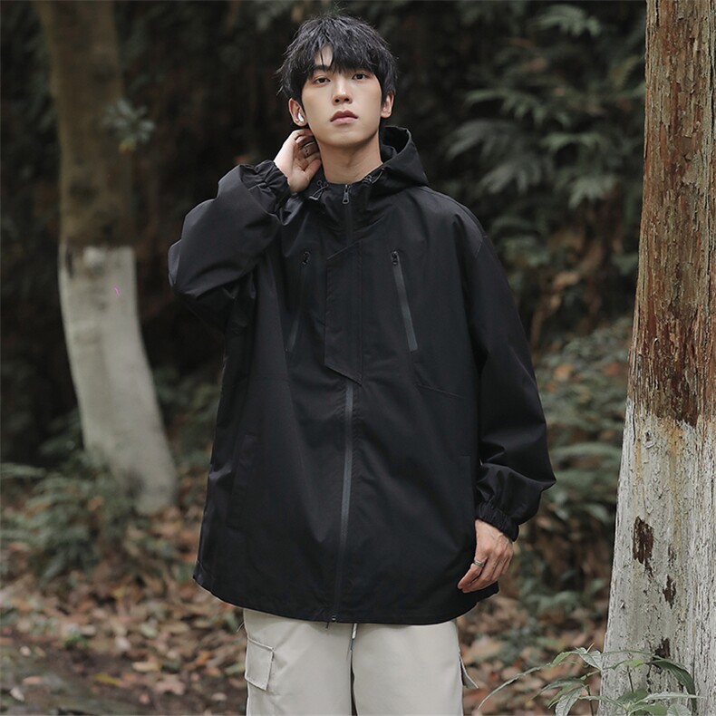 新款连帽冲锋衣夹克男山系户外潮流宽松休闲外套JK2307-P68,男装夹克,星座717