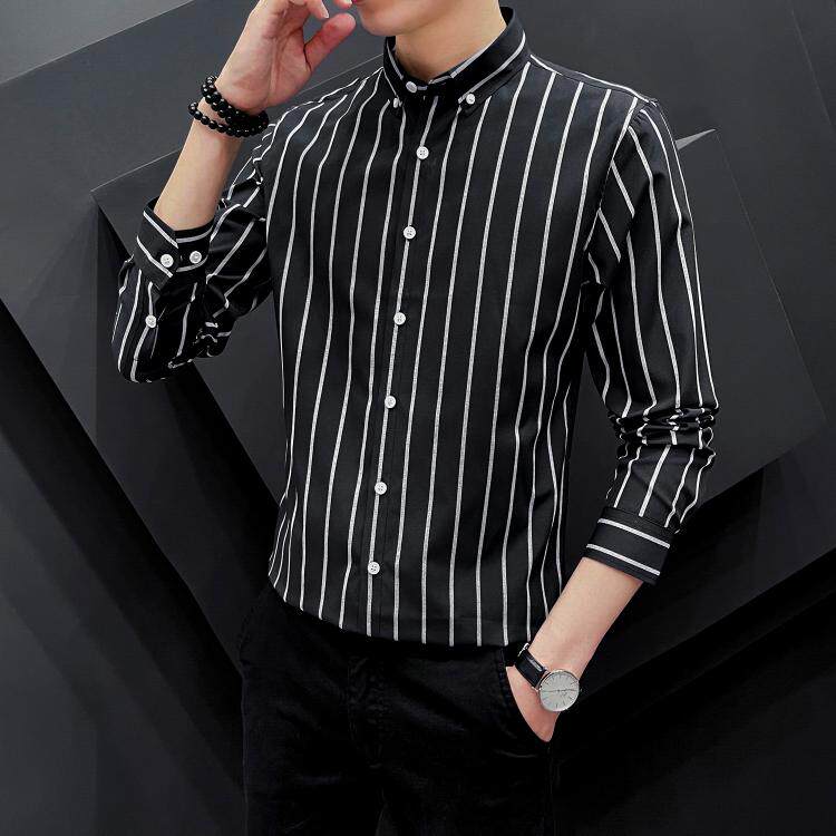 牛津纺条纹衬衫长袖男青年韩版衬衣AK55---P25，男装衬衫，星座102C-1(原星座100)
