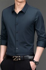 秋季条纹衬衫男长袖中年休闲衬衣爸爸装上衣打底ZLCK-8012-P100图片
