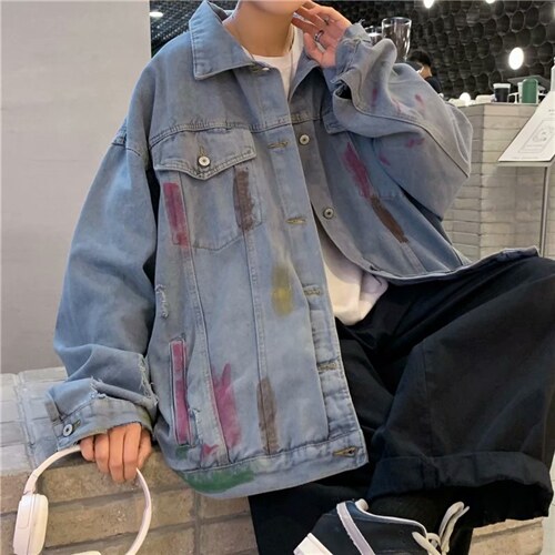 痞帅炸街牛仔外套男秋季宽松破洞夹克ins港风休闲上衣JK3001-P65,男装夹克,星座1008-1