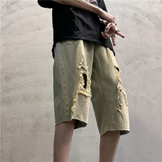 D2051-p45-控68现货风宽松cleanfit牛仔裤七分裤黑暗，男装牛仔裤，星座116