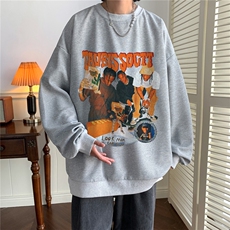 ！22秋季新款宽松大码港风怀旧摇滚华夫格圆领卫衣HW9032-p30，男装卫衣，星座508（原C305）
