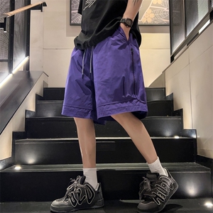 夏季工装短裤男潮流休闲外穿设计感百搭潮牌美式侧拉链宽松五分裤图片