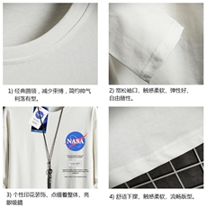 TX3243-P25纯长袖t恤男大码圆领打底衫体恤网格，男装T恤，电商A040A