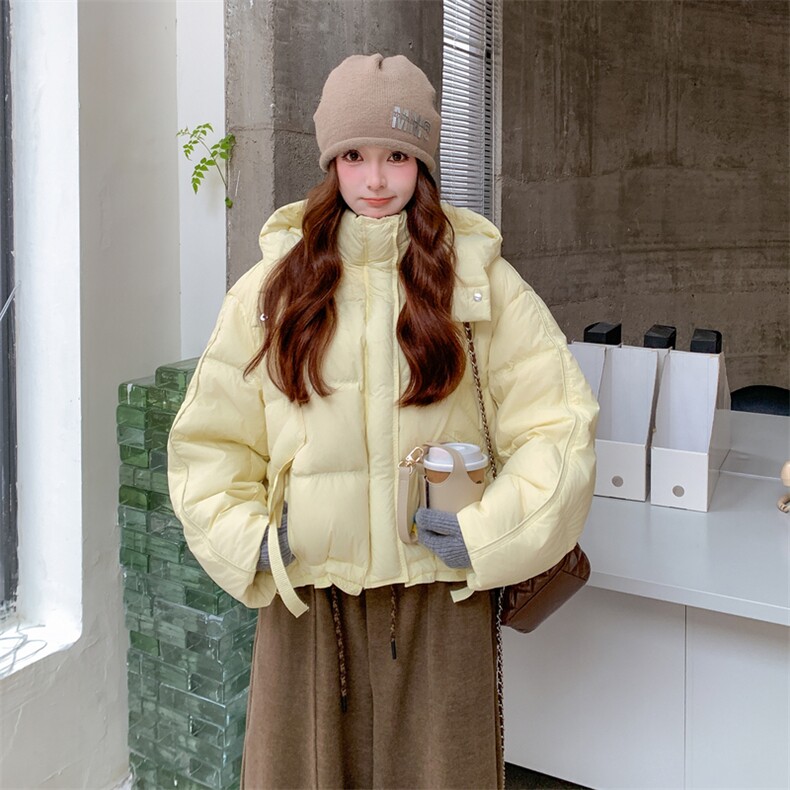 现货新款独特超好看短款羽绒服女款冬季连帽面包服小个子羽绒服,女装羽绒服,网红馆