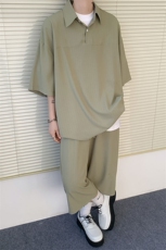 TZ778-特P55控98夏季冰丝七分裤短袖衬衫大码T恤套装，男装牛仔裤，电商A059