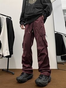 工装休闲裤子男潮牌痞帅高街褶皱休闲冲锋裤 1001-1-AK887-P40图片