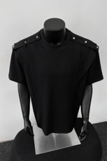XZ514-2-T4-P48夏季短袖t恤男美式高街金属垫肩正肩潮牌半袖，男装T恤，星座514-2(原B239)