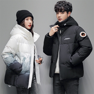 2023羽绒服男女同款情侣款短款连帽雪山渐变色外套加厚yr28-P90图片