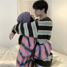美式街头设计感圆领毛衣男慵懒风休闲仿水貂毛衣Z8805P45，男装针织衫/毛衣，星座1116-2