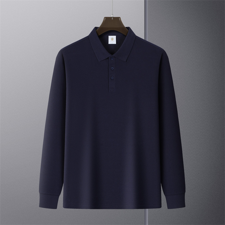高端有翻领长袖POLO衫2025新款工作服定制纯色带领工衣T恤,男装Polo衫,电商B212（原钱塘6029）