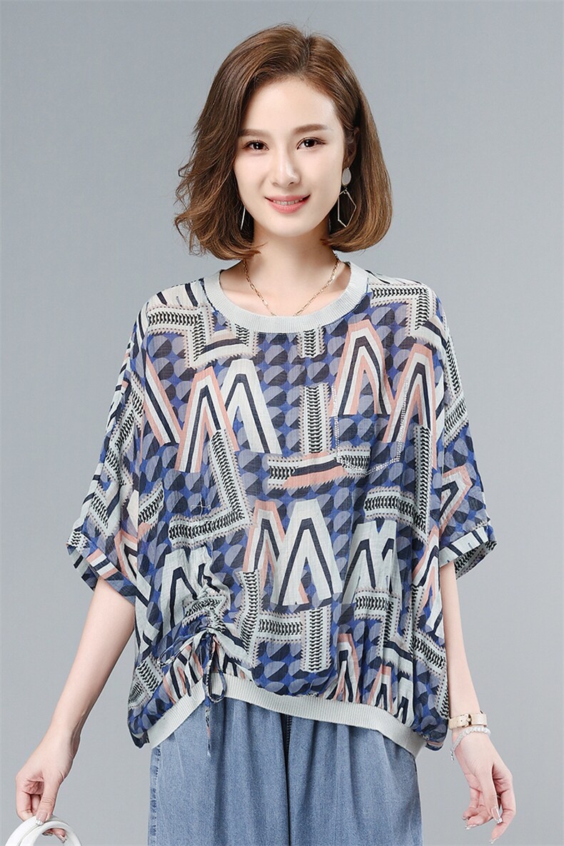 薄款天丝牛仔女2025夏季新款大码遮肉显瘦中年妈妈休闲,女装T恤,叶笙衣