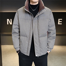 标90男休闲立领羽绒服千鸟格面包服外套上衣A329-YR2563-P280，男装羽绒服，电商A329