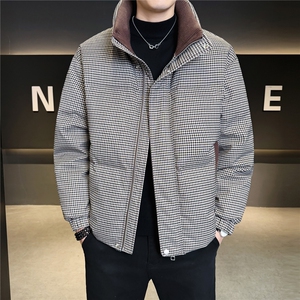 标90 男休闲立领羽绒服千鸟格面包服外套上衣 A329-YR2563-P280图片