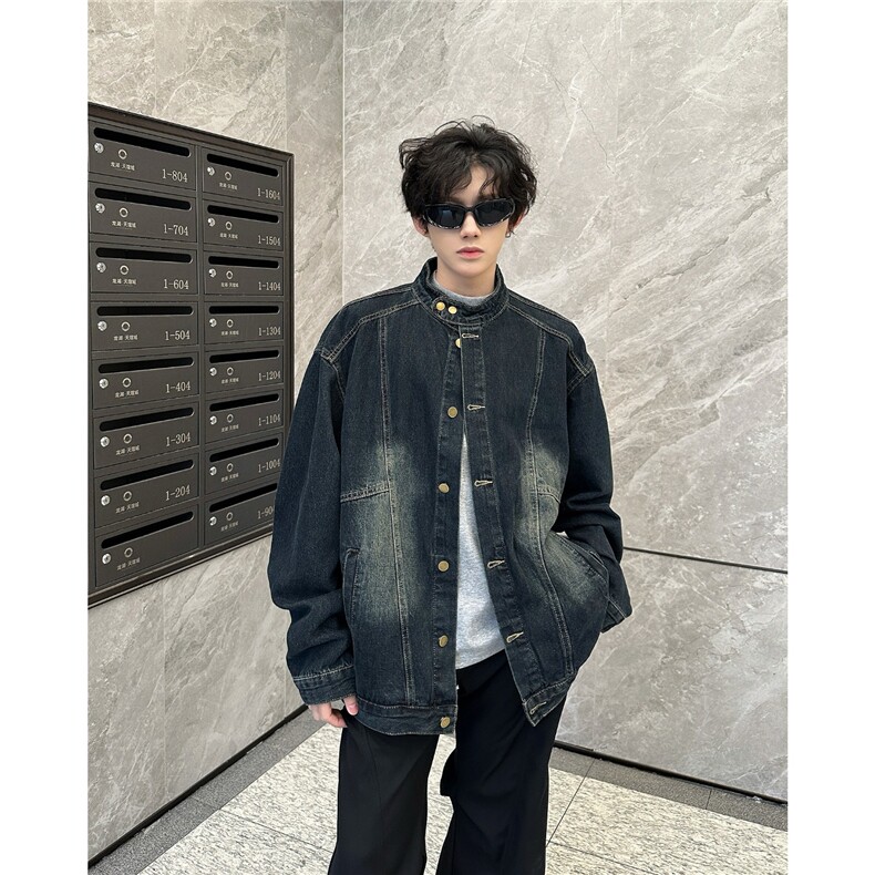W10398-P65自家图喜欢废土风复古黄泥染水洗重磅牛仔外套夹克，男装工装外套，星座1608