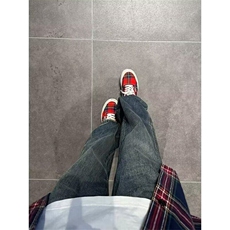 网图现货美式宽松半松紧复古蓝牛仔直筒裤男K1025/特P40，男装牛仔裤，星座205-3