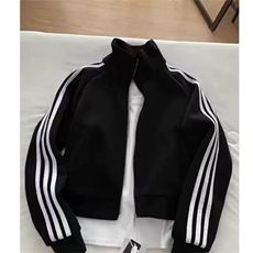 网图有货藏青色三条杠开衫外套男女立领棒球服夹克A1015-P40，男装夹克，星座1505