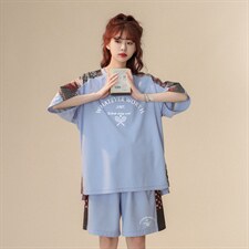 中性风2023夏季新款腰果花字母印花运动休闲套装TZ953p65控88，男装休闲套装，A247A