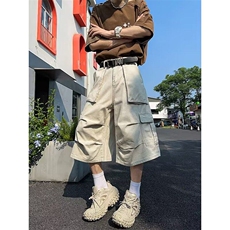 CY0529-P56七分裤短裤男款2025夏季新款美式高街多口袋痞帅阔腿裤，男装牛仔裤，电商C233